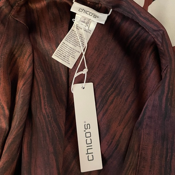 Chico’s open front kimono duster - black & brown with bell sleeves and pockets - Picture 9 of 9